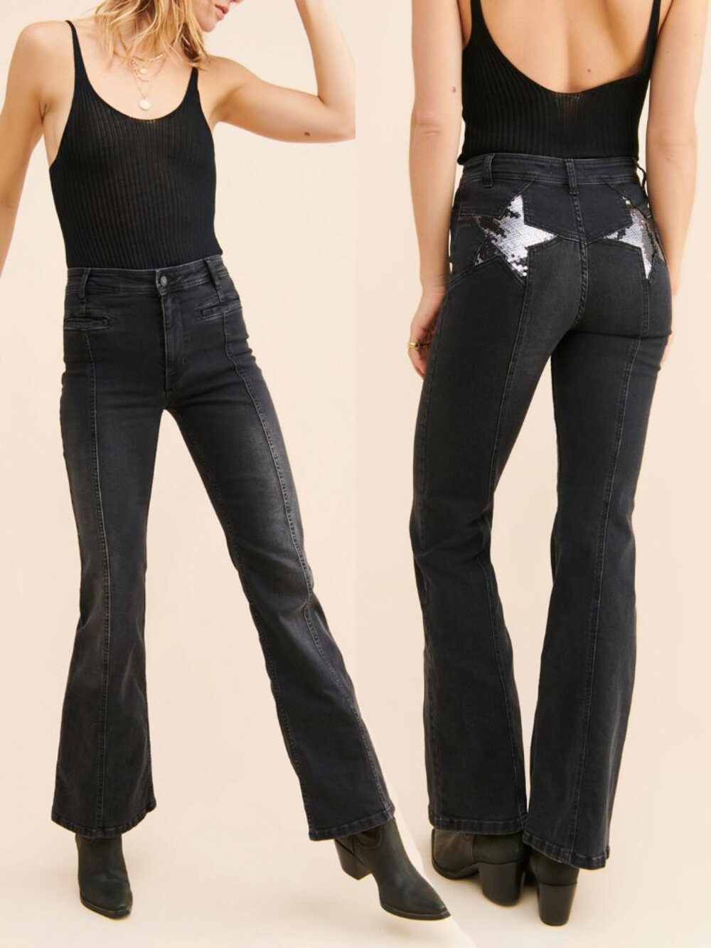 Free People We The Free Firecracker Flare Sequin Jeans 28